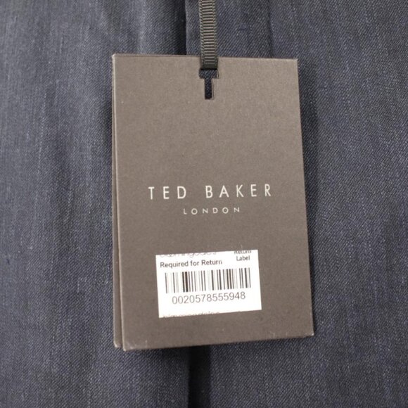 NWT Ted baker pants Mens 32 L31 navy blue linen trousers flat front pockets - Picture 3 of 15